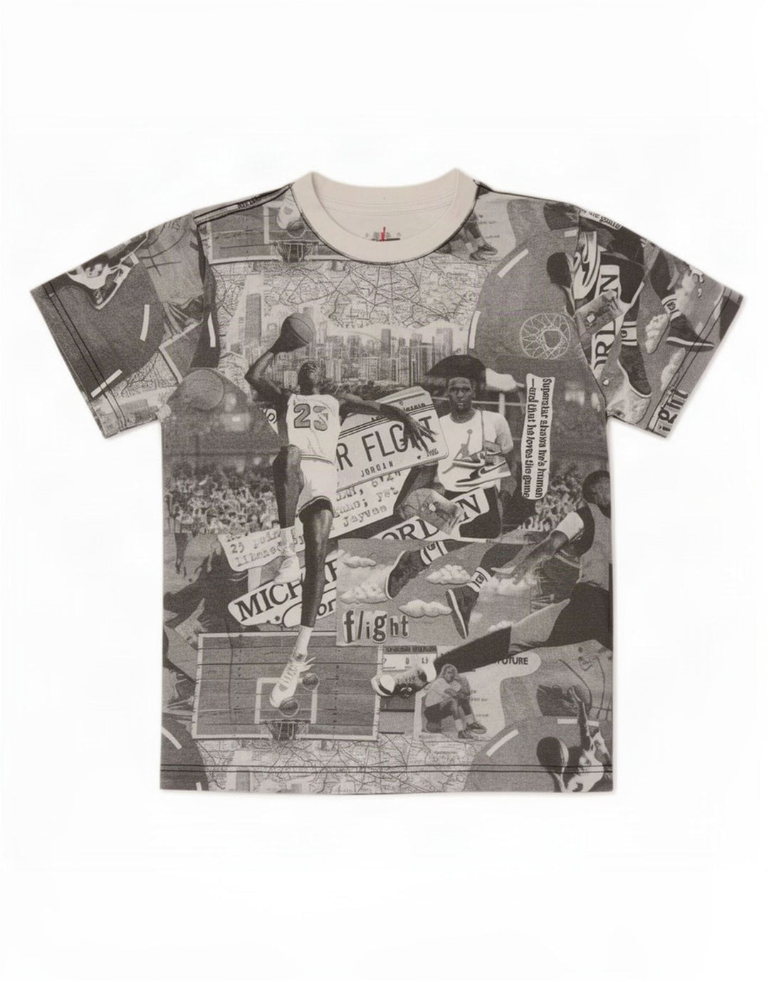Jordan drenge grafisk t-shirt top 10-11 år mellemgrå patchwork bomuld