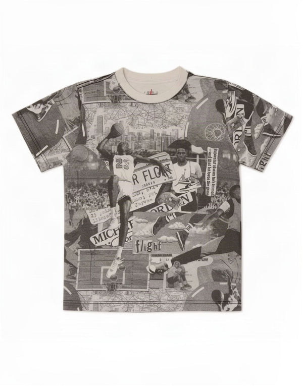 Jordan drenge grafisk t-shirt top 10-11 år mellemgrå patchwork bomuld