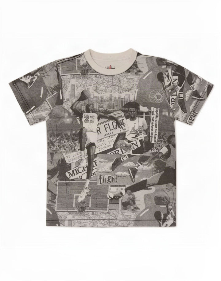 Jordan drenge grafisk t-shirt top 10-11 år mellemgrå patchwork bomuld