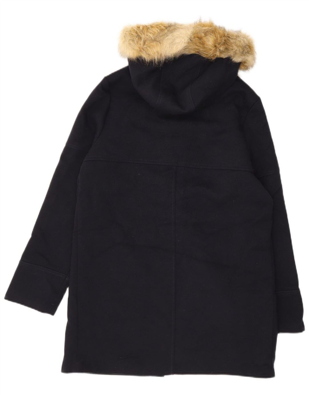 TOPSHOP Womens Hooded Duffle Coat UK 10 Small  Navy Blue Modacryl