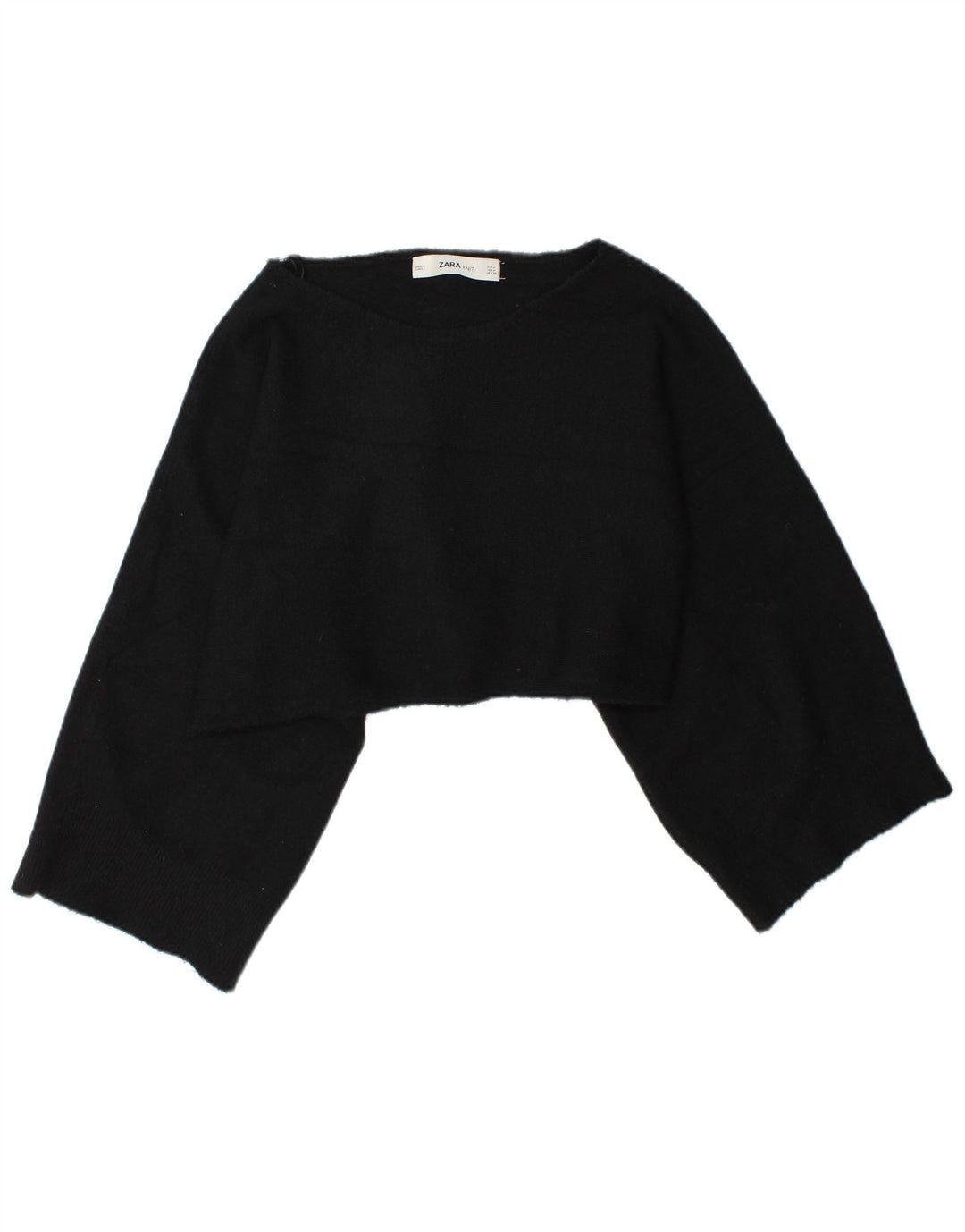 Zara Womens Crop Oversized Top Langærmet UK 14 Medium Black