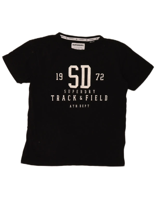 Superdry Grafisk T-shirt top til kvinder UK 12 Medium Sort Bomuld
