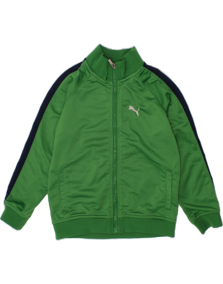PUMA Boys Tracksuit Top Jacket 3-4 Years Green Colourblock Polyester Vintage Puma and Second-Hand Puma from Messina Hembry 