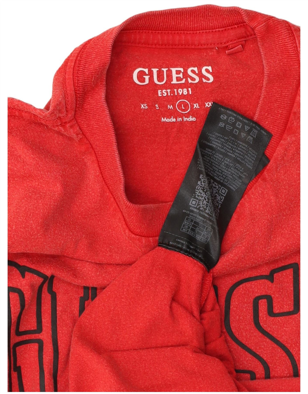 Guess Herre Grafisk T-Shirt Top Stor Rød Bomuld