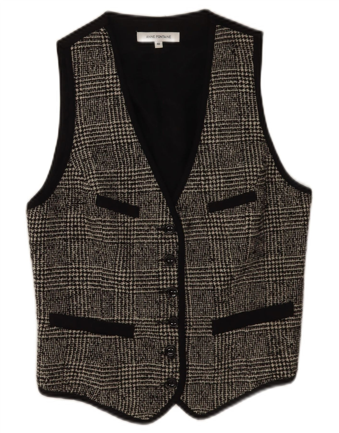 Anne Fontaine Damevest EU 40 Medium Grey Houndstooth Uld