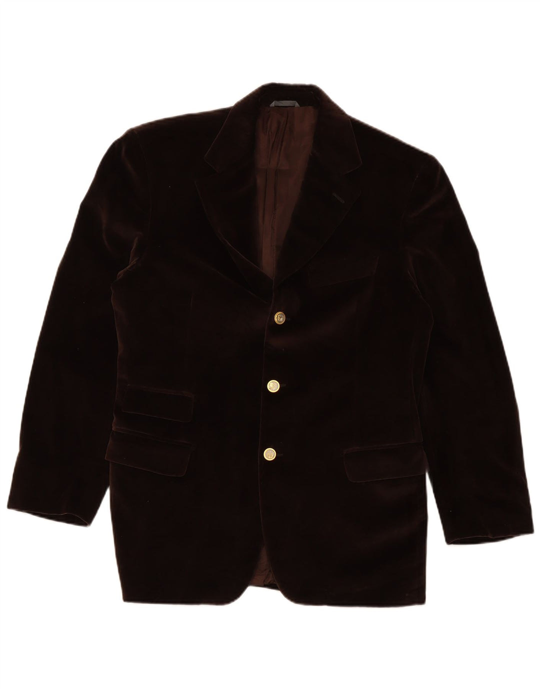 ETHIMO Herre 3 Button Velvet Blazer Jacket IT 50 Stor Brun Bomuld