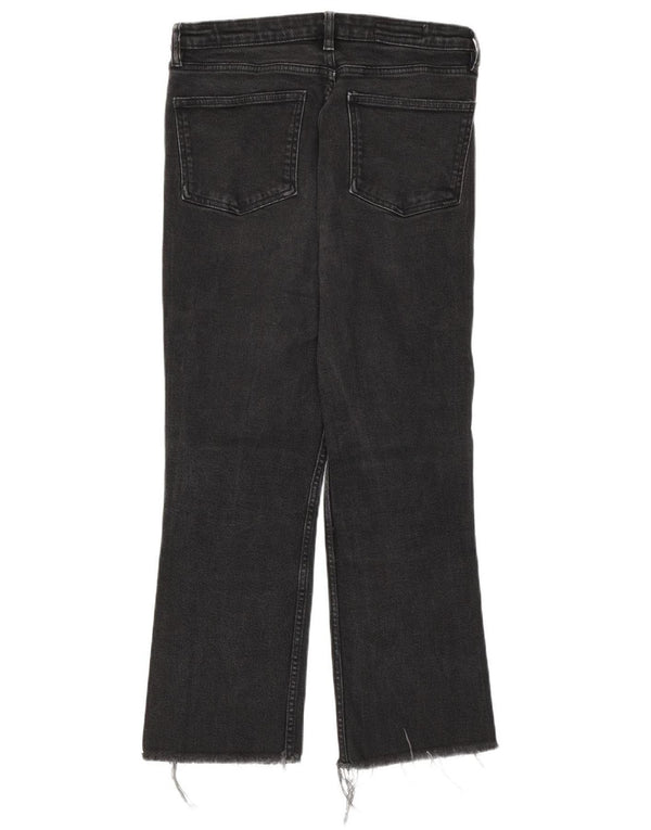 Zara Womens High Rise Cropped Jeans EU 40 Medium W30 L25 Black Bomuld