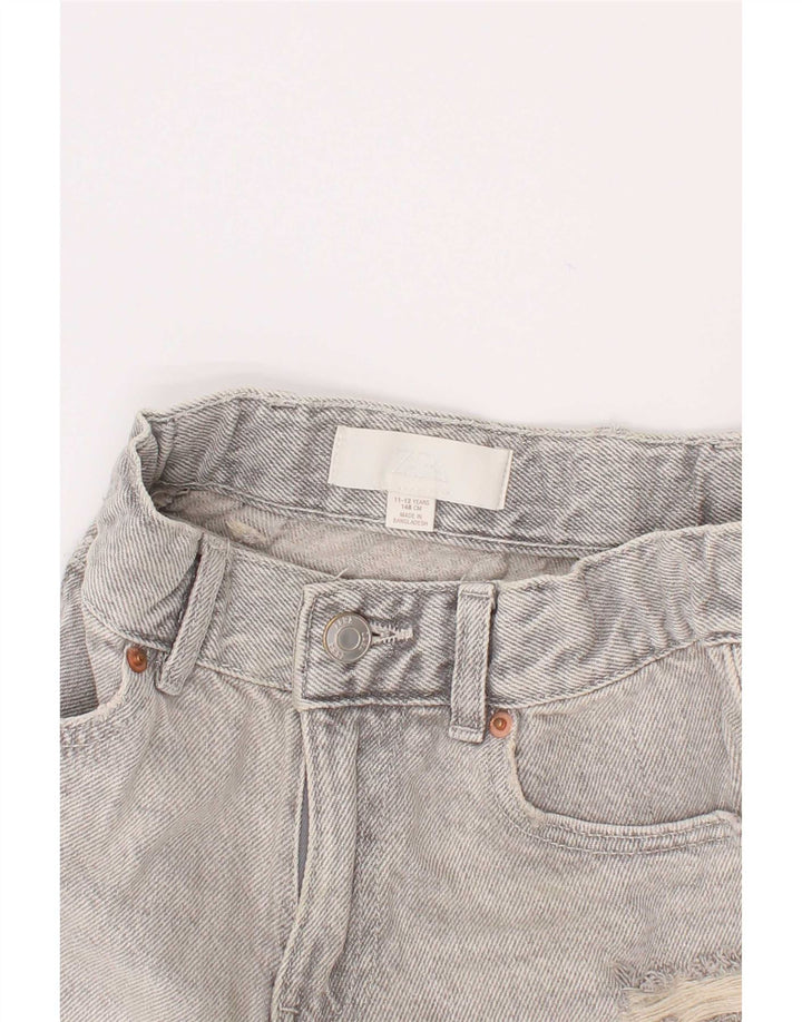 Zara Piger Distressed Denim Shorts 11-12 år W24 Grå
