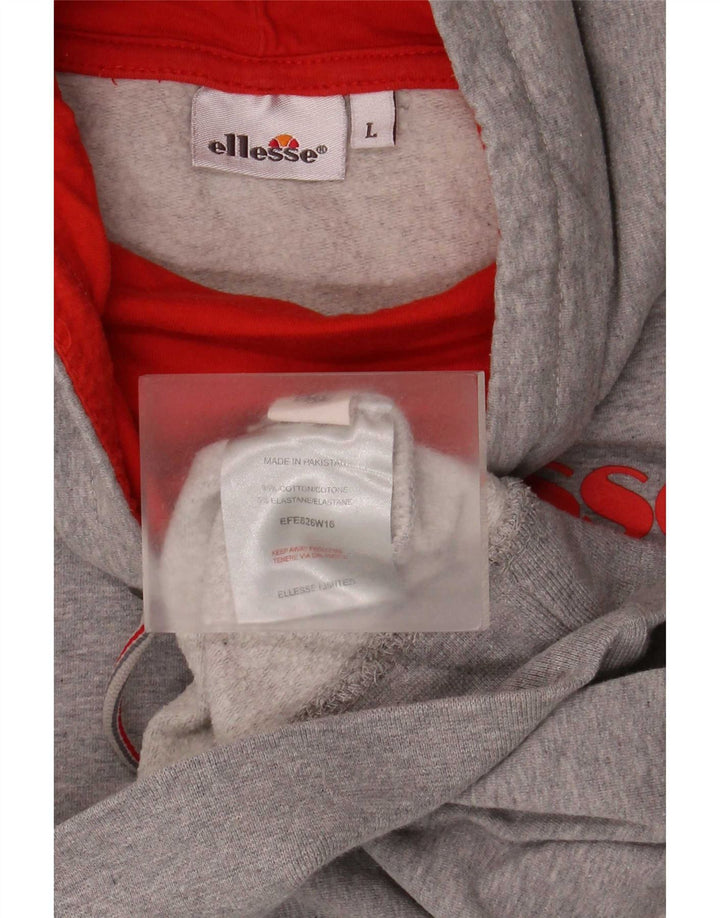 Ellesse Dame Grafisk Sweatshirt Jumper UK 16 Stor Grå Bomuld