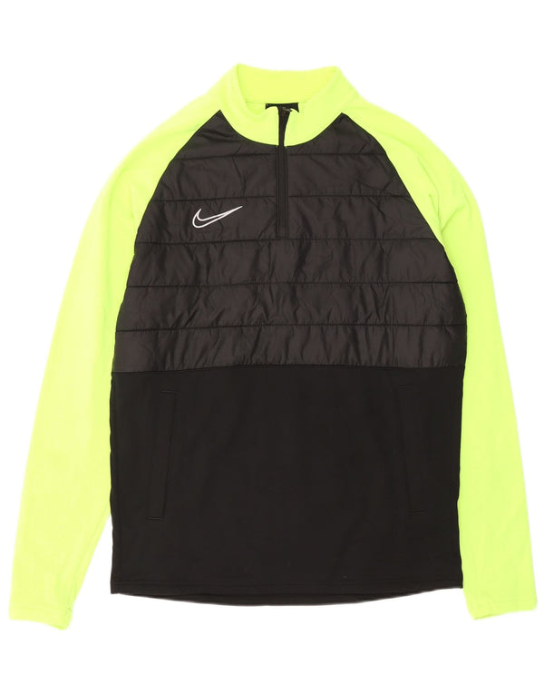 NIKE Herre Dri Fit Pullover med lynlås-hals Træningsdragt Top Medium Sort Colourblock