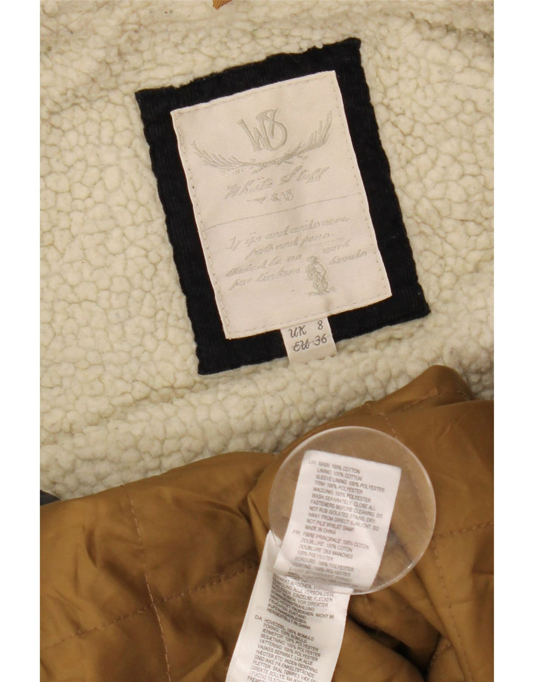 White Stuff Dame Hooded Parka Jacket UK 8 Small Navy Blue Cotton