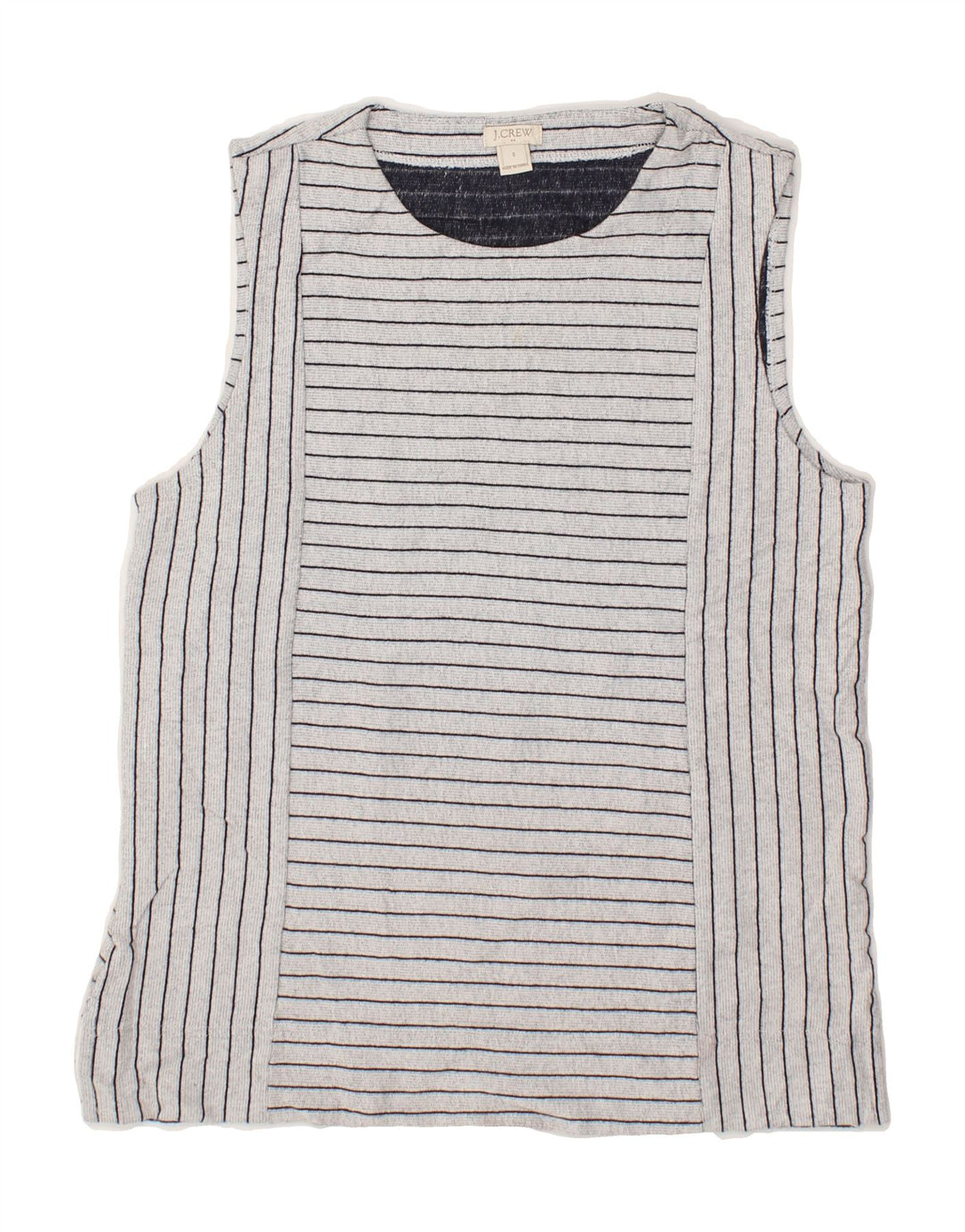J. CREW Womens Vest Top UK 10 Small Grey Striped Cotton Vintage J. Crew and Second-Hand J. Crew from Messina Hembry 