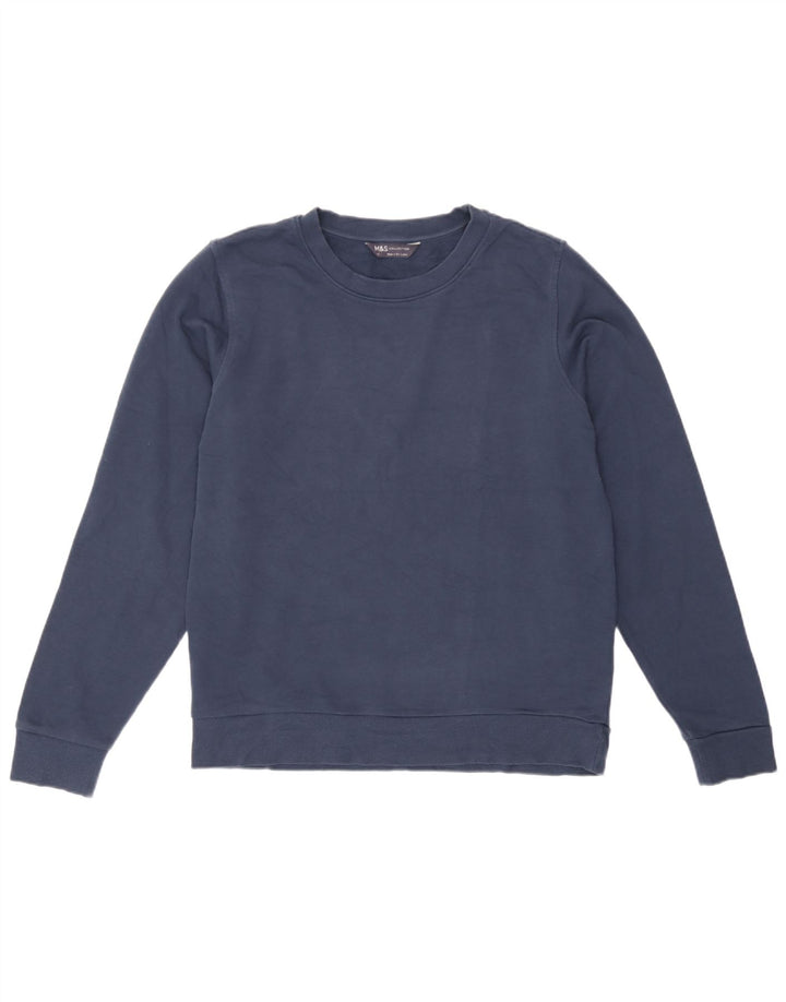 Marks & Spencer Dame Sweatshirt Jumper UK 12 Medium Navyblå Bomuld