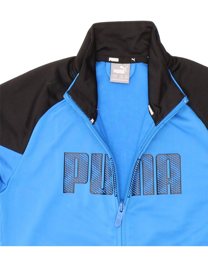 PUMA Boys Graphic Tracksuit Top Jacket 9-10 Years  Blue Colourblock Vintage Puma and Second-Hand Puma from Messina Hembry 