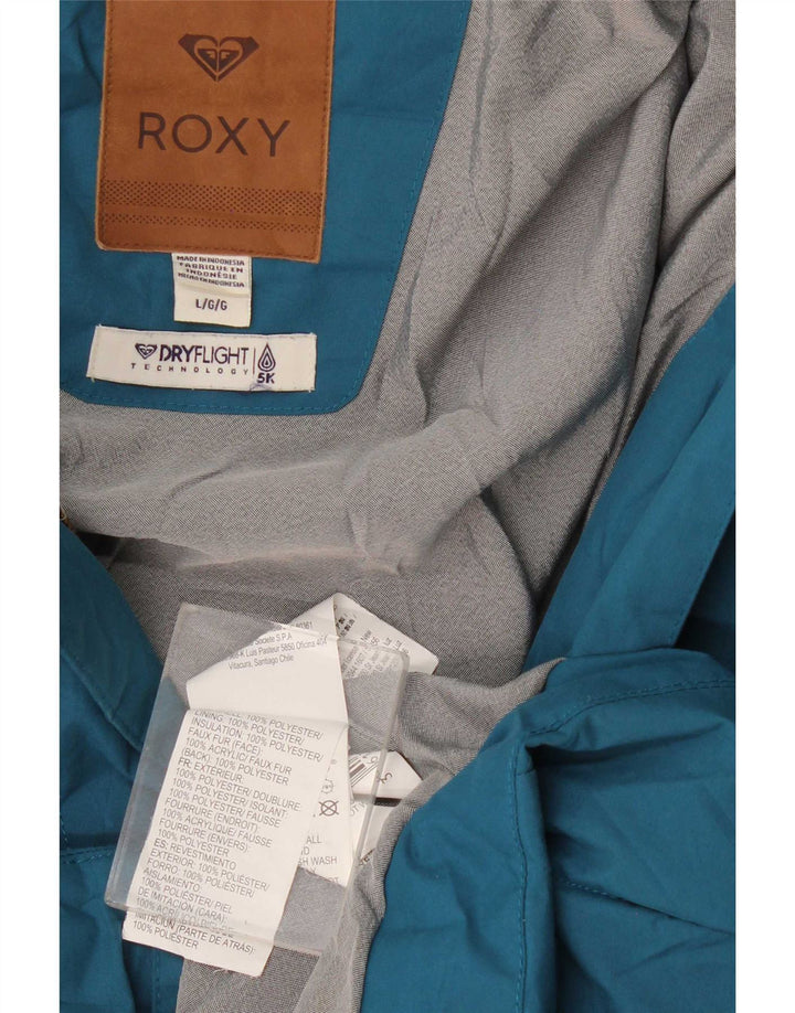 Roxy Dame Hætte Polstret Frakke UK 16 Large Blue Polyester
