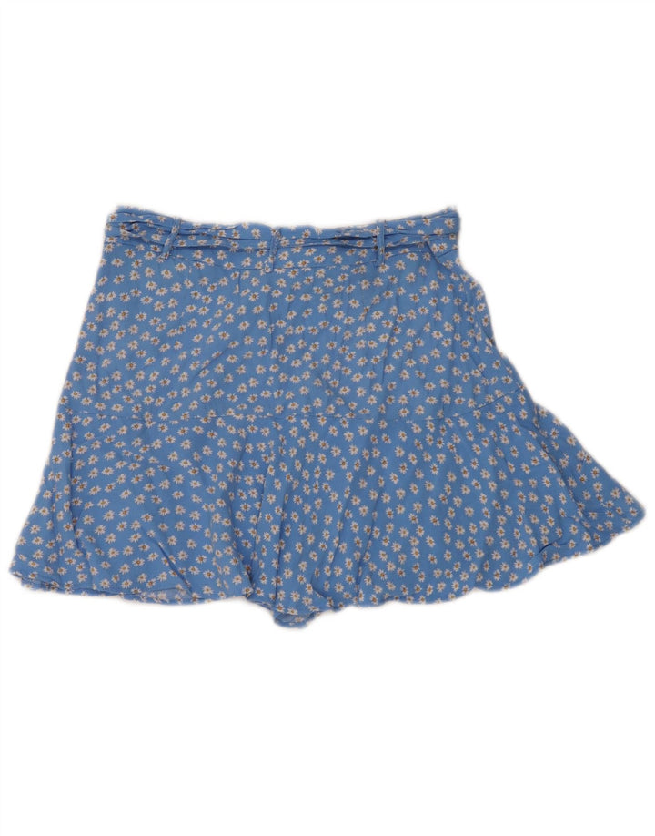Zara Dame Mini-nederdel Large W30 Blue Floral Viscose
