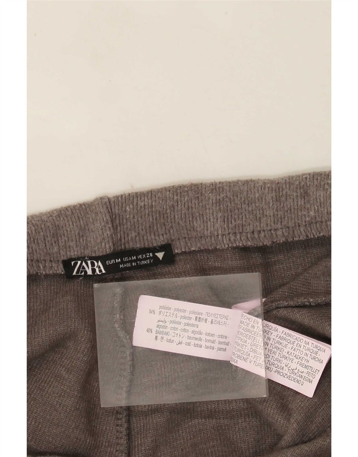 Zara kvinders højtaljede brede ben bukser UK 14 mellemgrå polyester