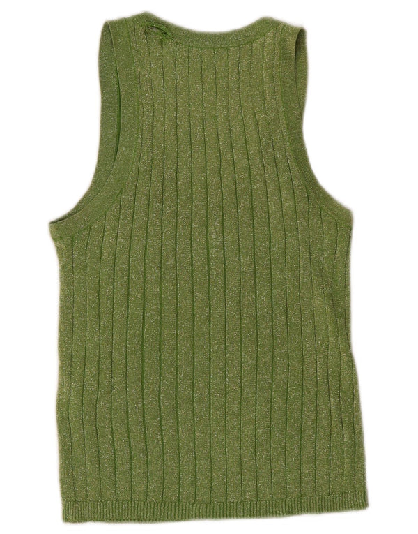 Zara Damevest Top UK 10 Small Grøn Flecked Viscose