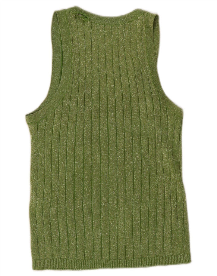 Zara Damevest Top UK 10 Small Grøn Flecked Viscose