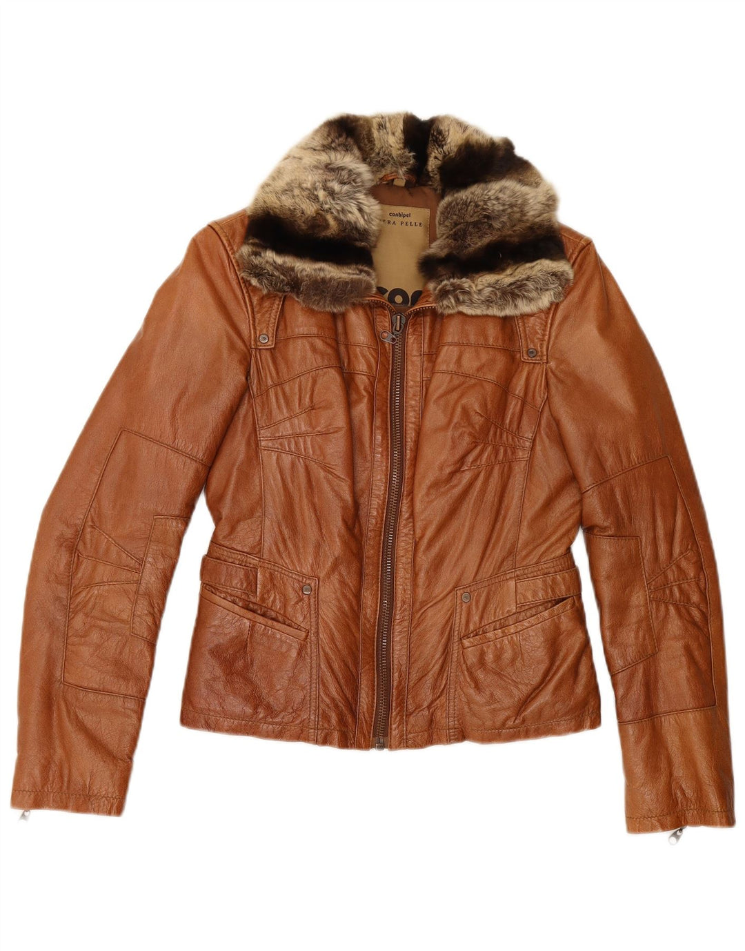 Vera Pelle Dame Læderjakke IT 42 Medium Brun