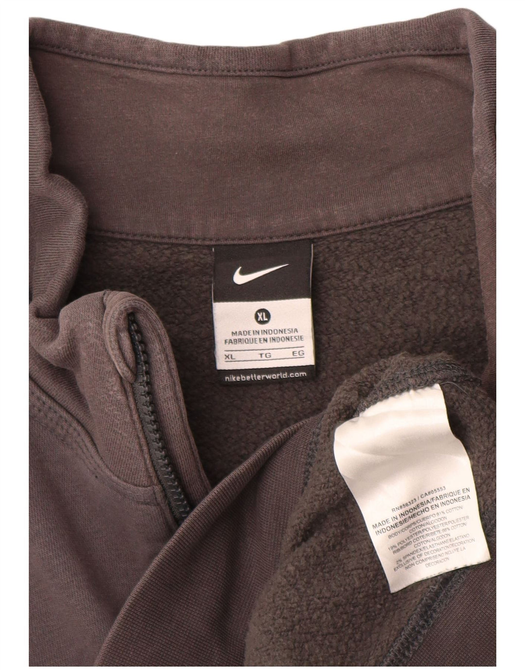 Nike Sweatshirt med lynlås til mænd XL Grå bomuld