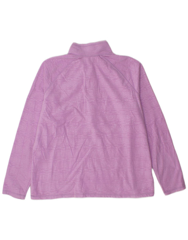 EDDIE BAUER Fleecetrøje med lynlås til kvinder UK 18 XL Lilla Geometrisk