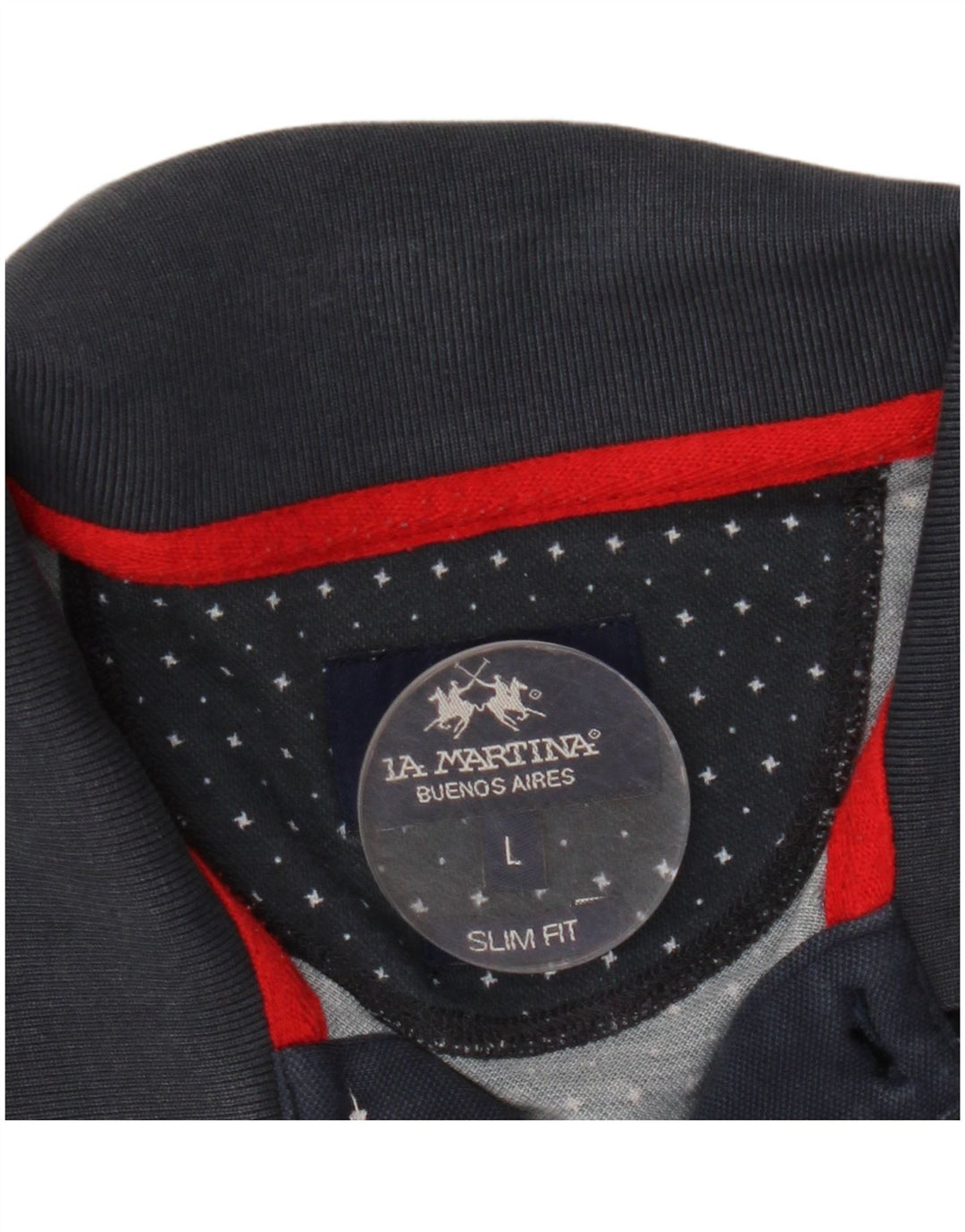 La Martina Herre abstrakt mønster Slim Fit Polo Shirt Large Navy Blue