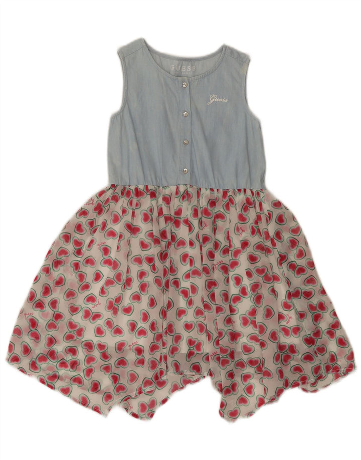 Guess Girls abstrakt mønster ærmeløs asymmetrisk kjole 4-5 år blå