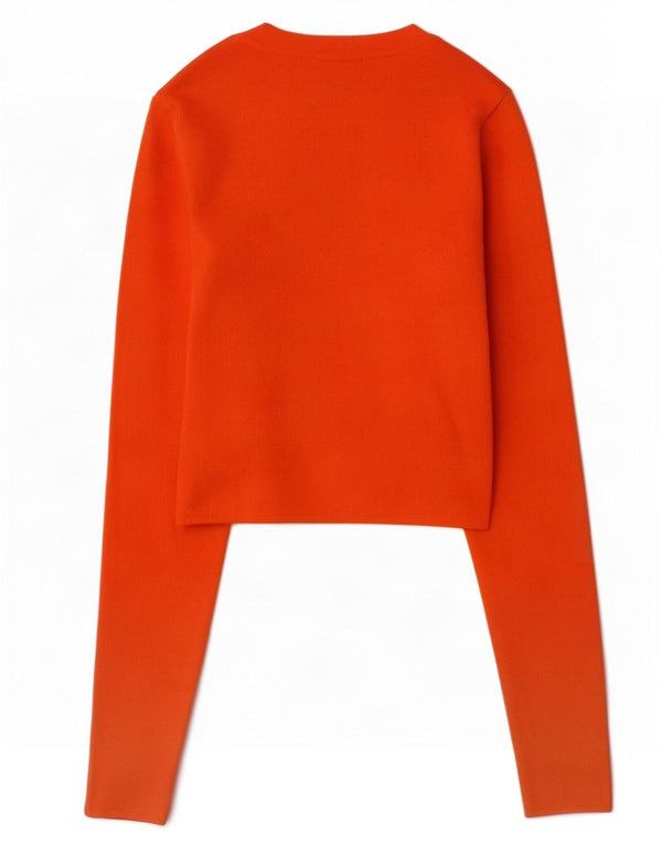 Zara Womens Crop Boat Neck Jumper Sweater UK 8 Small Orange Viscose