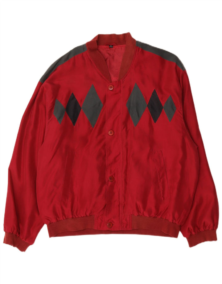 C&A Herre Loose Fit Bomber Jacket EU 48/50 Medium Red Argyle/Diamond Silke