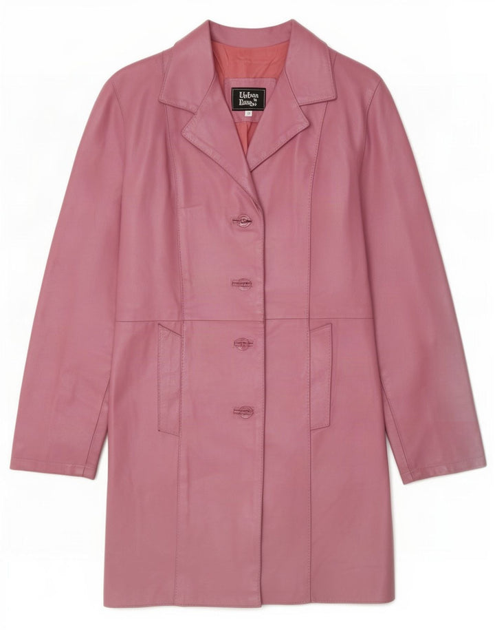Vintage læderfrakke til kvinder UK 12 Medium Pink