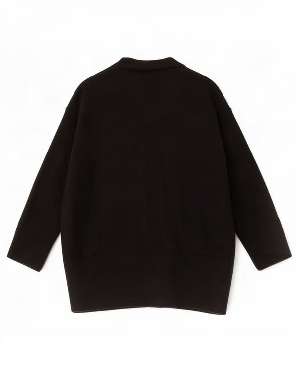 Massimo Dutti Dame 3/4-ærmet cardigantrøje UK 16 Stor sort uld