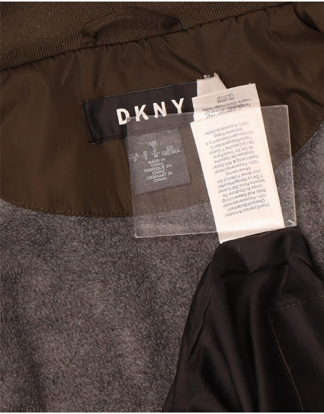 Dkny Dame Hætte Quiltet Jakke UK 10 Lille Brun Polyester