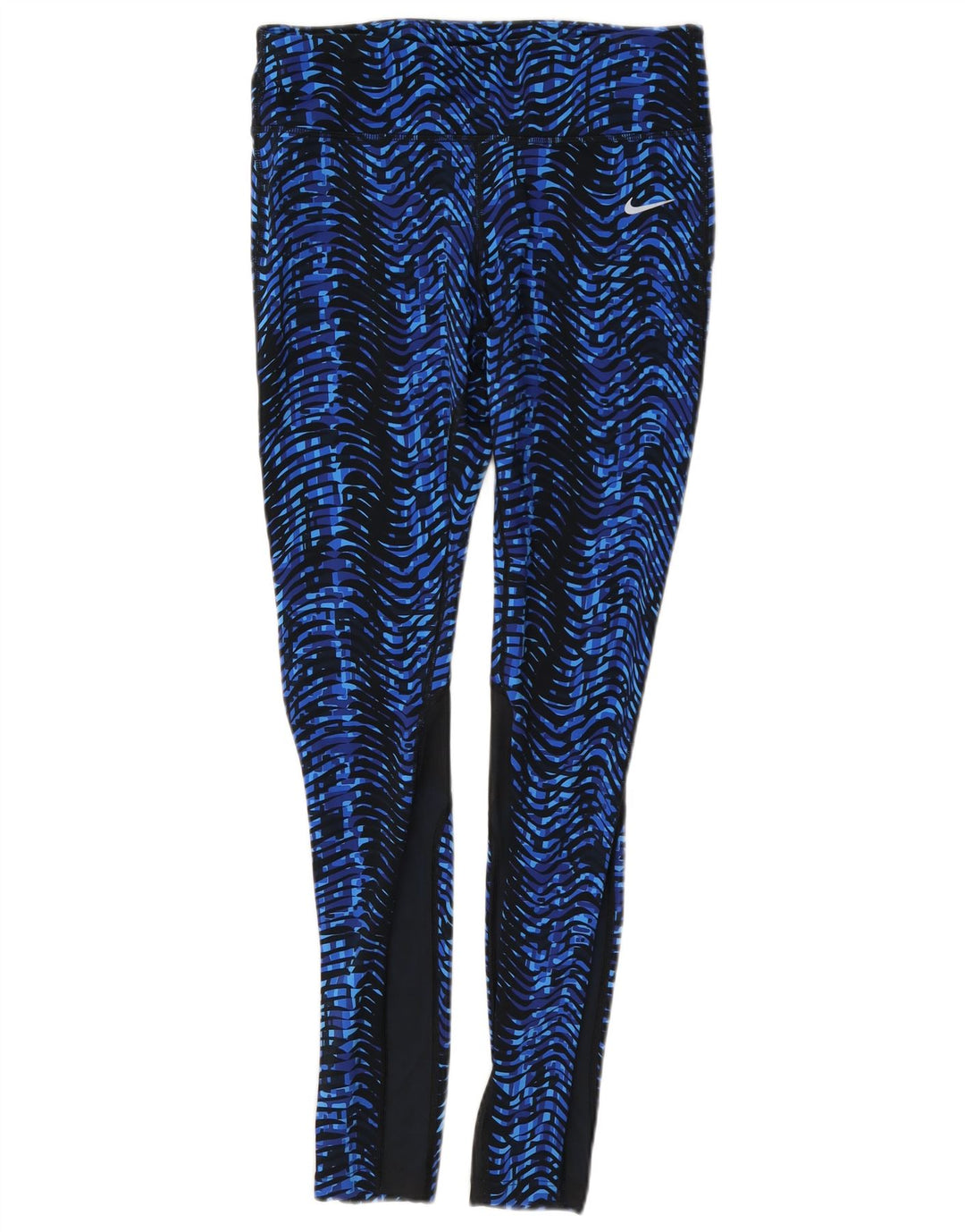 Nike Dame Dri Fit Leggings med abstrakt mønster UK 12 Medium Blue Chevron