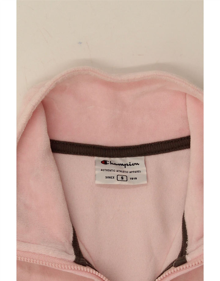 CHAMPION Womens Crop Tracksuit Top Jacket UK 10 Small Pink Cotton Vintage Champion and Second-Hand Champion from Messina Hembry 