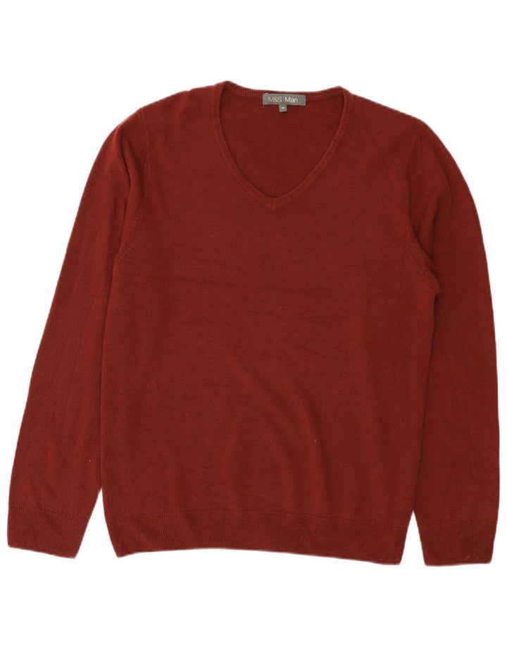 Marks & Spencer Herre V-hals sweater Medium Burgund akryl