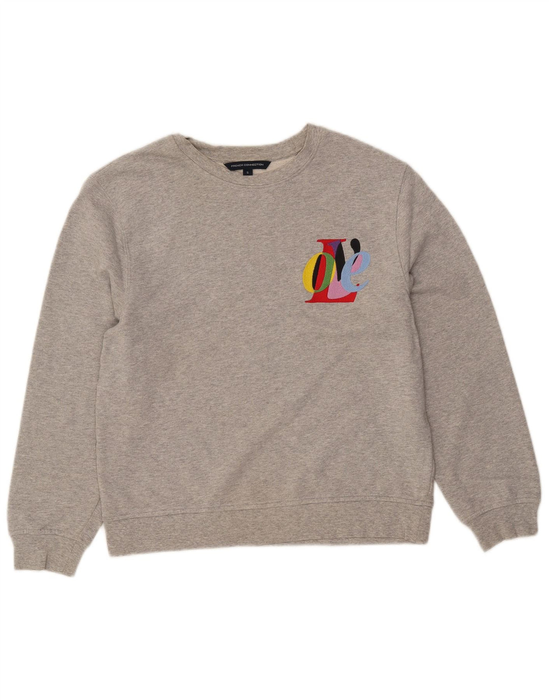 FRANSK FORBINDELSE Dame Grafisk Sweatshirt Jumper UK 10 Lille Grå