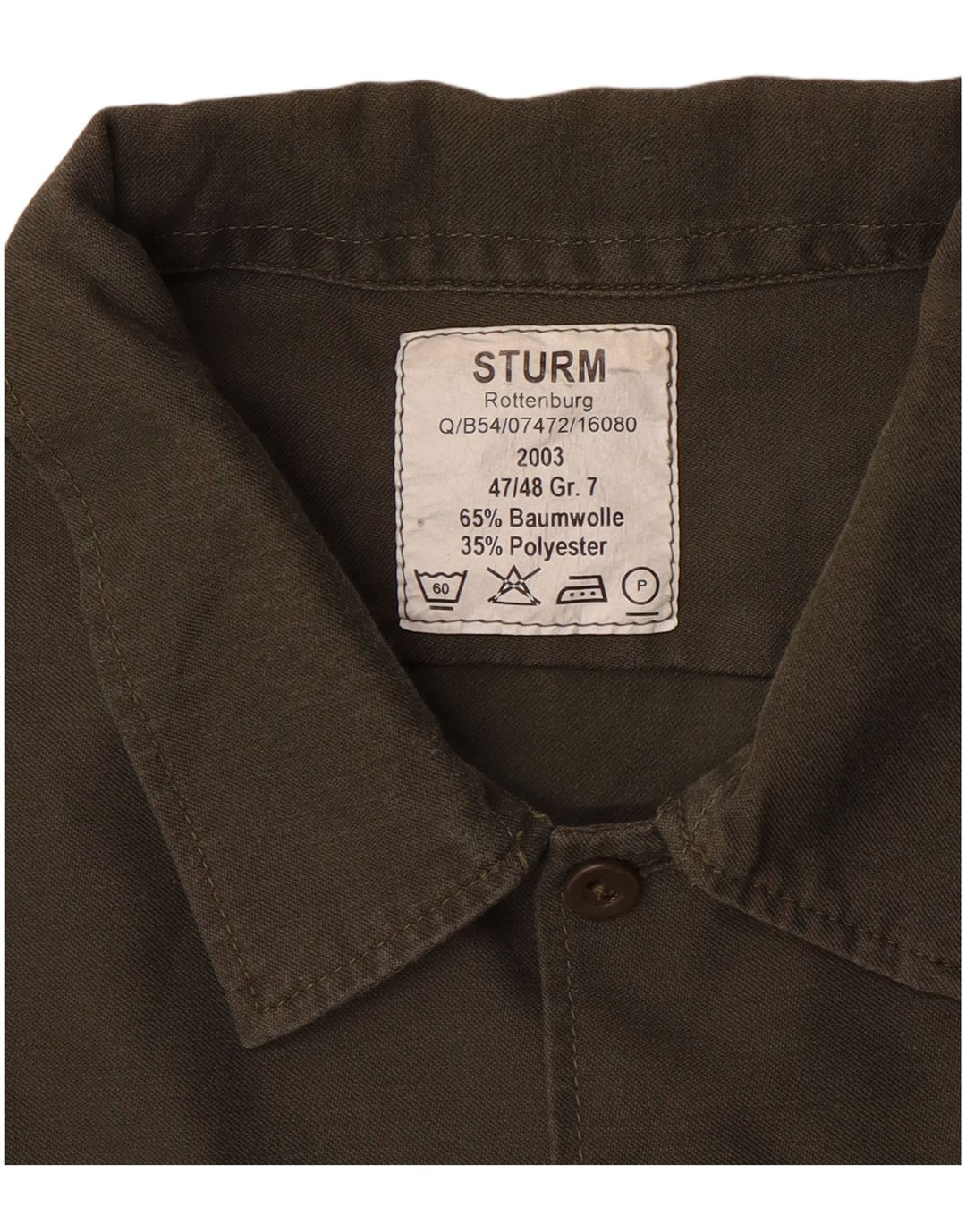 Vintage Herre Military Shirt Størrelse 47/48 2XL Khaki Bomuld