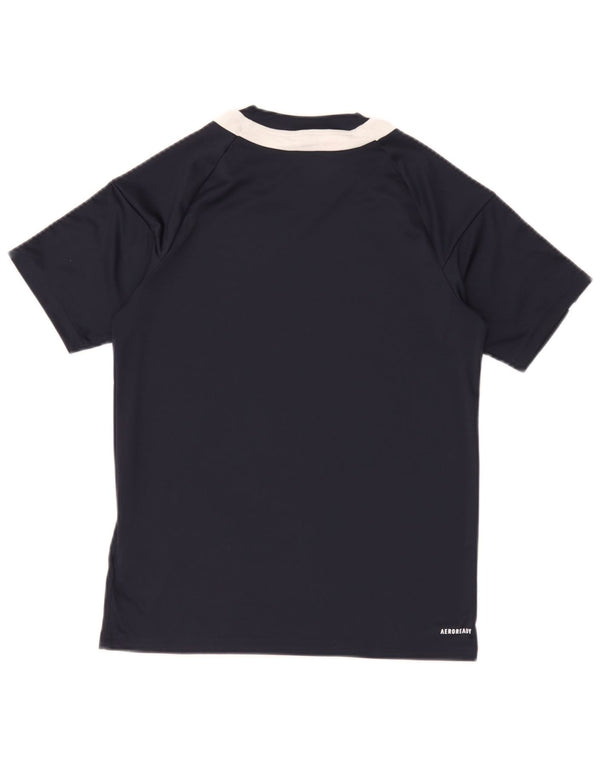 Adidas Boys Aeroready T-Shirt Top 13-14 år Navy Blue Colourblock