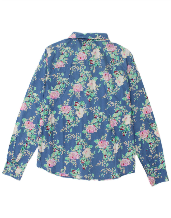 BENETTON Dameskjorte UK 14 Medium Blue Floral