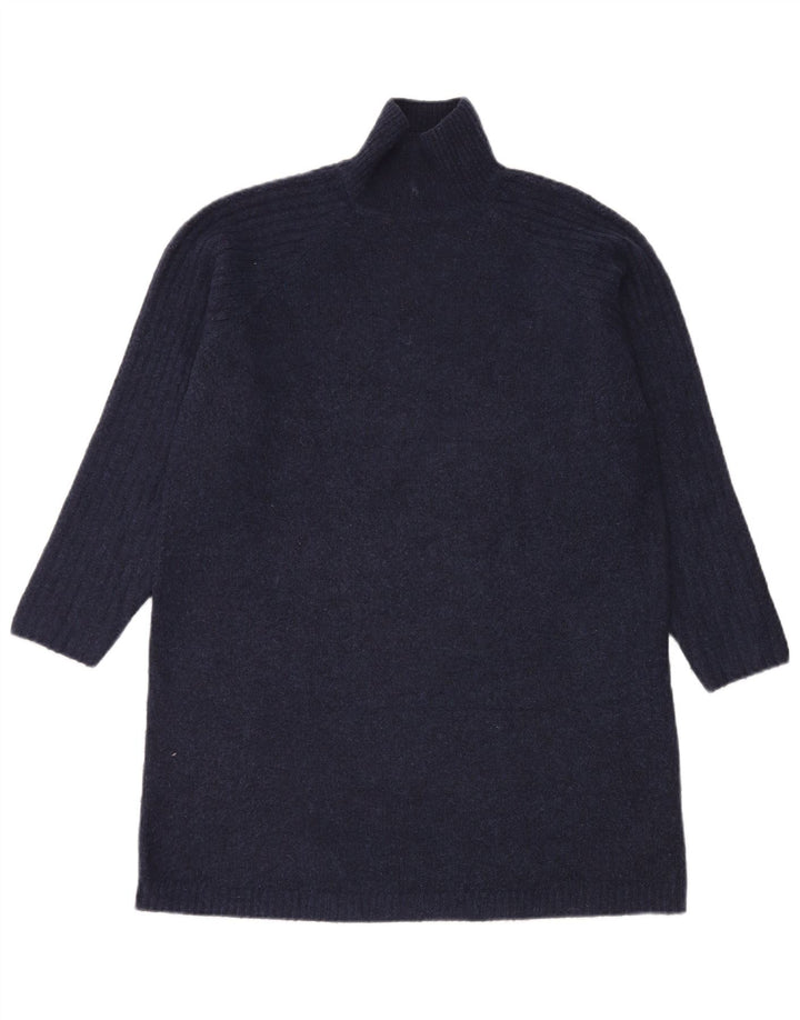 Zara Dame Roll Neck Turtle Neck Jumper Sweater UK 12 Medium Navy Blue