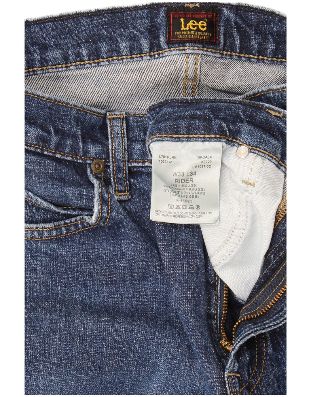 Lee Herre Rider Slim Jeans W33 L34 Blå Bomuld
