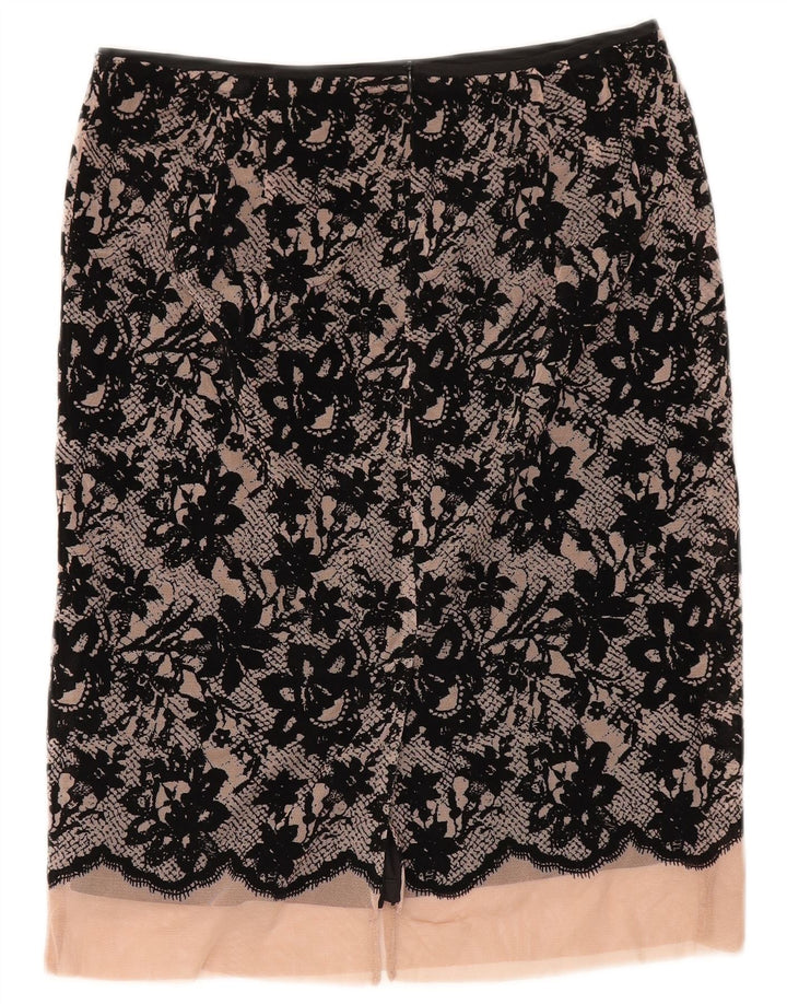 Zara Midi-nederdel til kvinder XS W30 Sort blomstret polyester
