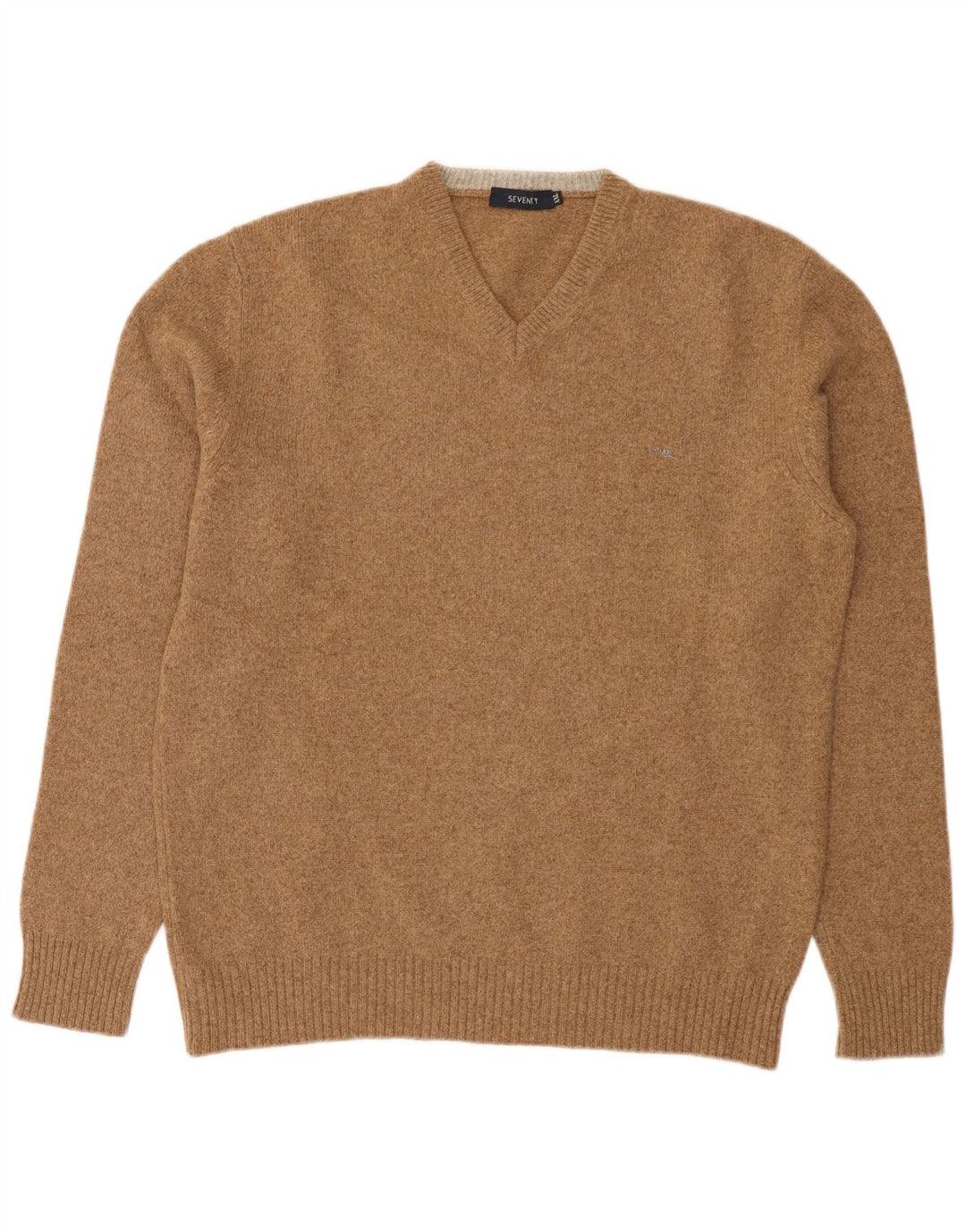 Halvfjerds Herre V-hals sweater 2XL Brun Merinould