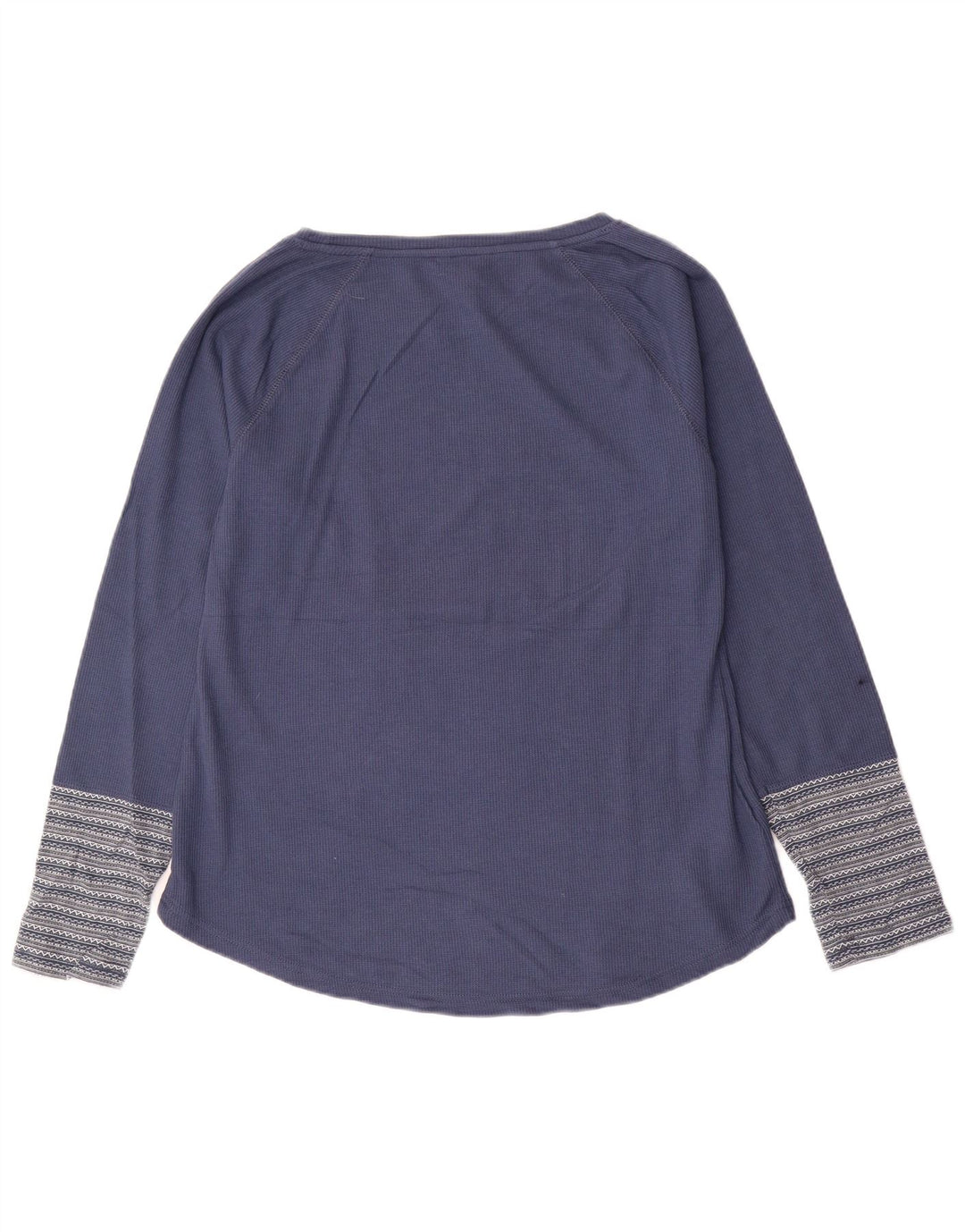 EDDIE BAUER Dame Top Langærmet UK 16 Stor Marineblå Stribet Bomuld