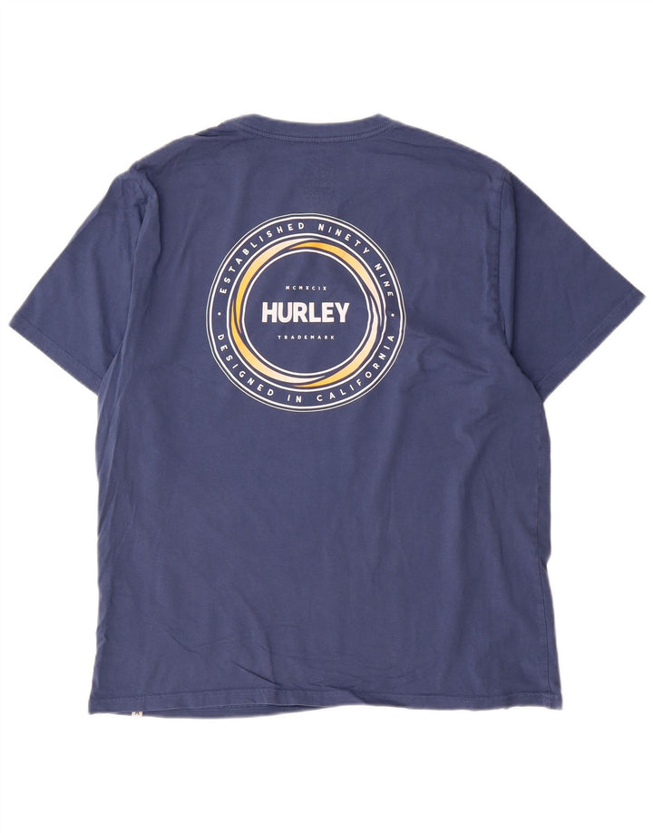 Hurley Herre Grafisk T-Shirt Top Stor Blå Bomuld