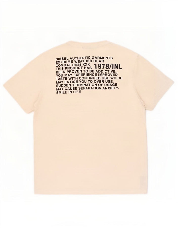 Diesel Herre Grafisk T-Shirt Top Medium Hvid Bomuld