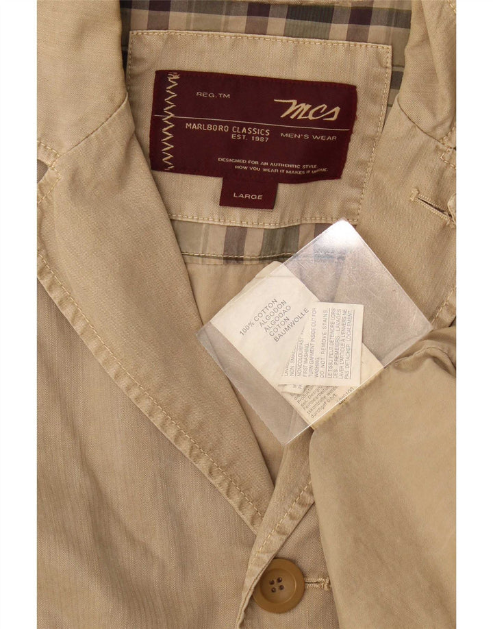 Marlboro Classics Herre 3 Button Blazer Jacket UK 40 Stor Beige Bomuld