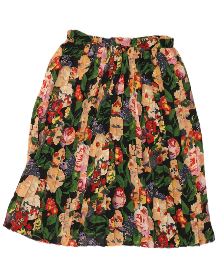 Vintage plisseret nederdel til kvinder IT 48 XL W38 flerfarvet blomsterpolyester