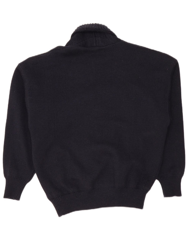 VINTAGE Herre cardigan sweater IT 50 Mellem marineblå uld